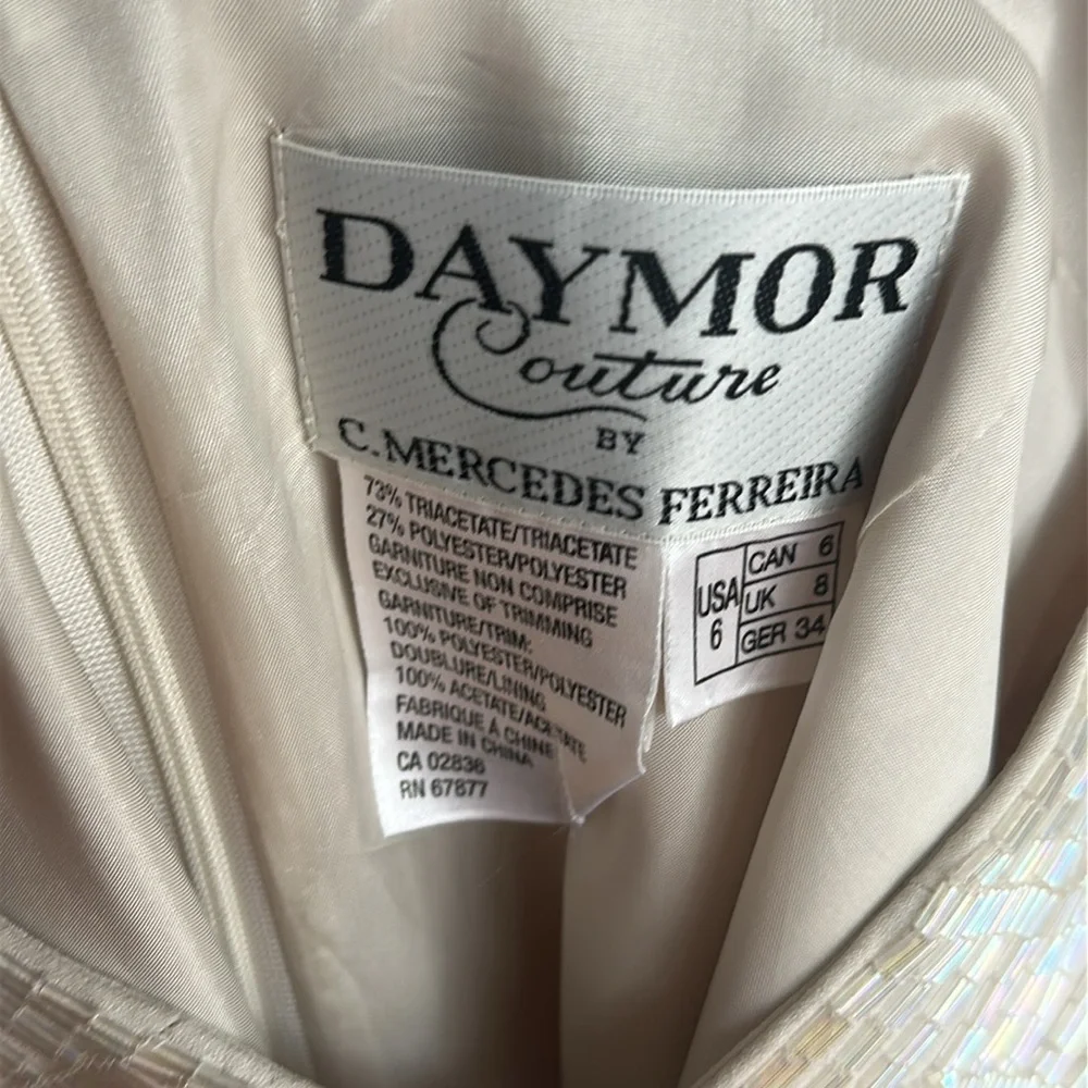 Daymor Couture Cream Dress and Jacket Set - Size 6
